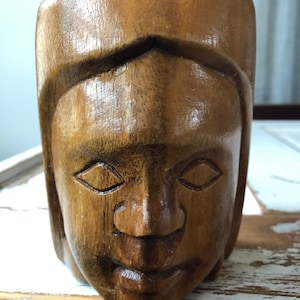 Vintage 1970’s Hand Carved Wooden Tiki Beer Cup Mans Face