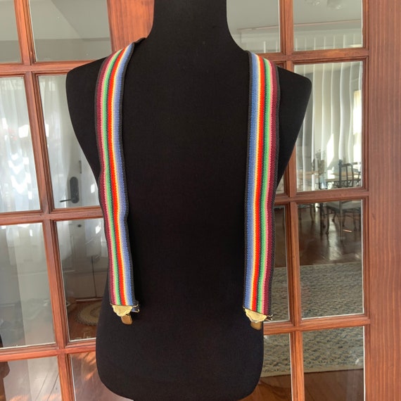 Vintage 1980’s Rainbow Colorful Suspenders - image 1