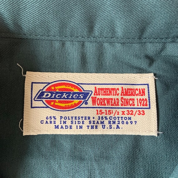 Vintage 1990's New Old Stock Dickies Green Work Shirt Long Sleeve
