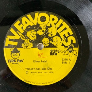Vintage 1976 Peter Pan Records 45 TV Favorites Elmer Fudd