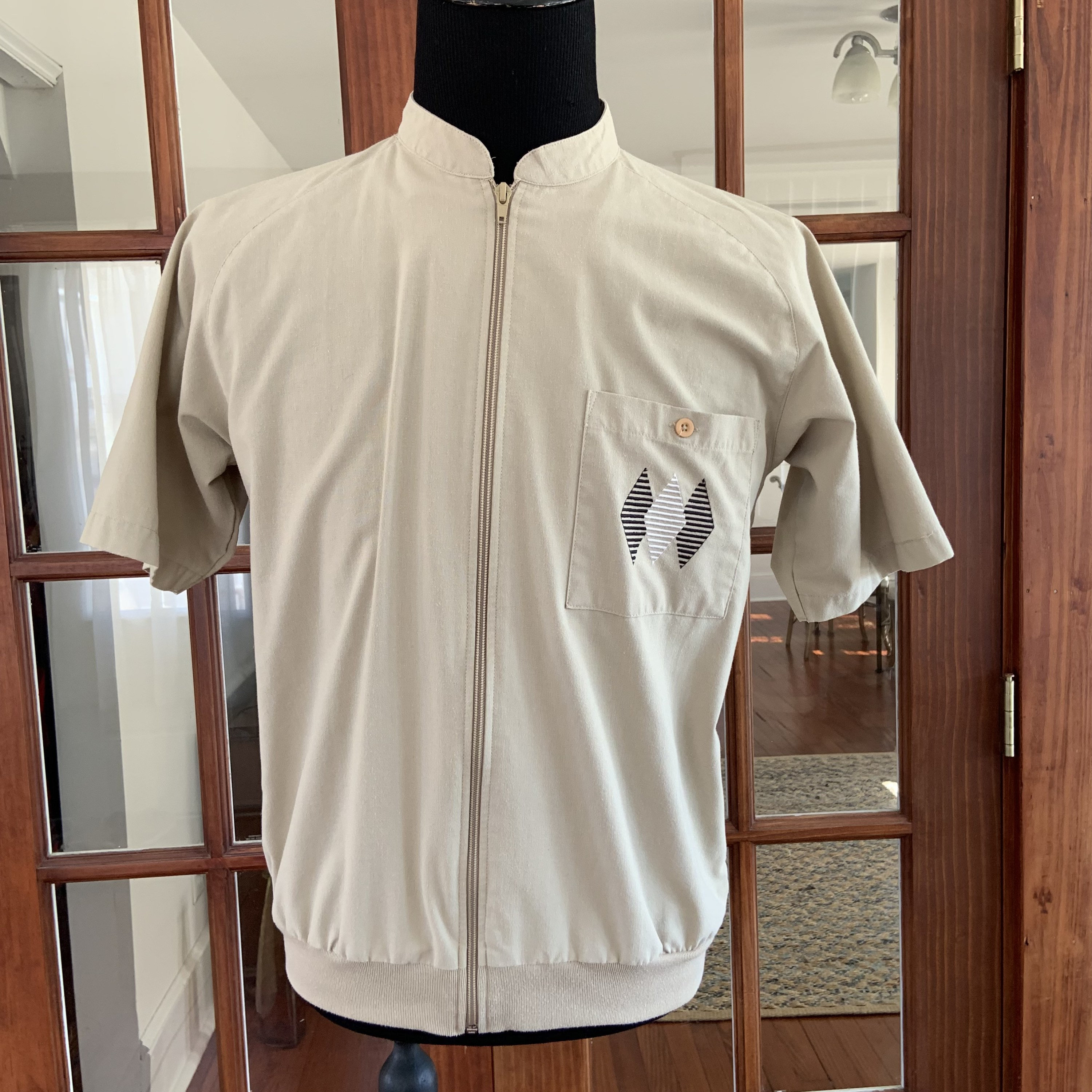 Chemise Coupe-vent Vintage John Blair Homme – 3XL Bleu, Fermeture Intégrale, Manches Courtes, Années 80/90