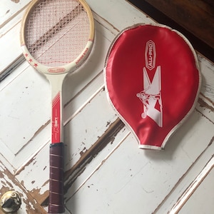 Vintage K Mart Wood Tennis Racket and Cover 1990’s
