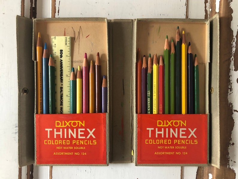 Vintage Dixon Thinex Colored Pencils in Original Box Etsy