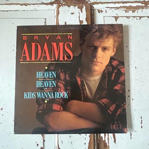Vintage 1985 Vinyl Record Bryan Adams Heaven and Kids Wanna Rock Live