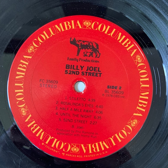 Vintage Billy Joel 52nd Street Vinyl Record Album, Columbia 1978