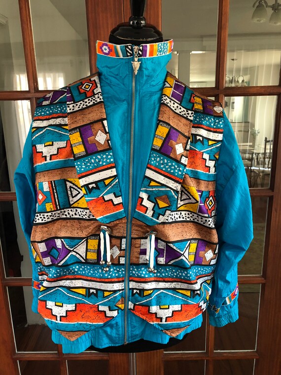 Vintage 1990’s Southwestern Pattern Windbreaker - image 2