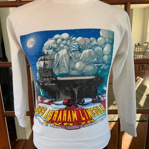 Vintage 1980’s USS Abraham Lincoln Aircraft Carrier Navy Sweatshirt