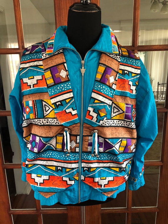 Vintage 1990’s Southwestern Pattern Windbreaker - image 1