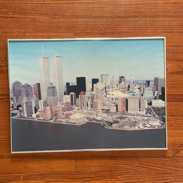 Vintage 1990’s Print of New York City Lower Manhattan Twin Towers