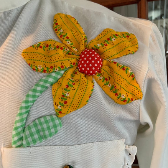 Vintage 1970’s Hand Sewn Flower Blouse Shirt - image 8