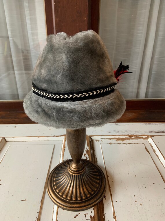 Vintage 1960’s or 1970’s Faux Fur Fedora Hat - image 4