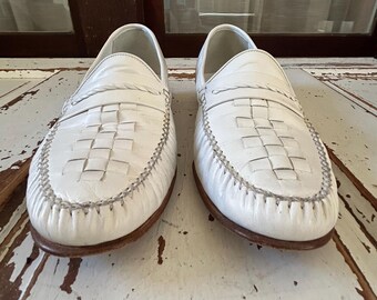 Vintage Florsheim Imperial Mens White Pebbled Leather Bit  display picture 3