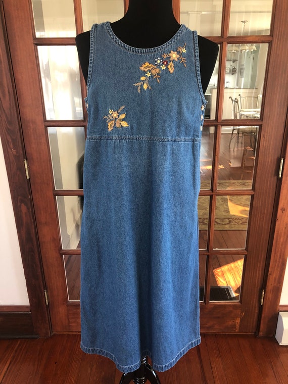 Vintage 1990’s Denim Flower Hippie Dress