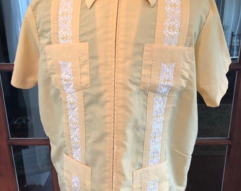 Vintage 1990's Zipper Guayabera Shirt - Etsy