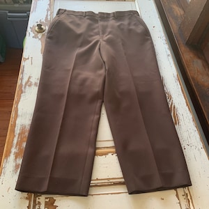 Vintage 1970’s Adjusta A Band Retro Men’s Dress Brown Pants Size 36 S.