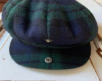 Vintage 1980’s JJ Hat Company New York Tartan News Boy Cap Hat