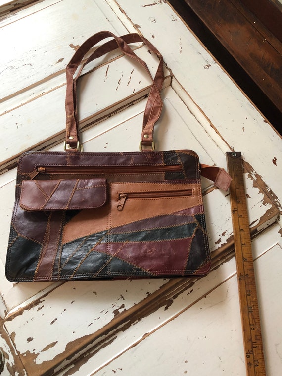 Vintage 1970’s Leather Patchwork Purse Bag - image 6