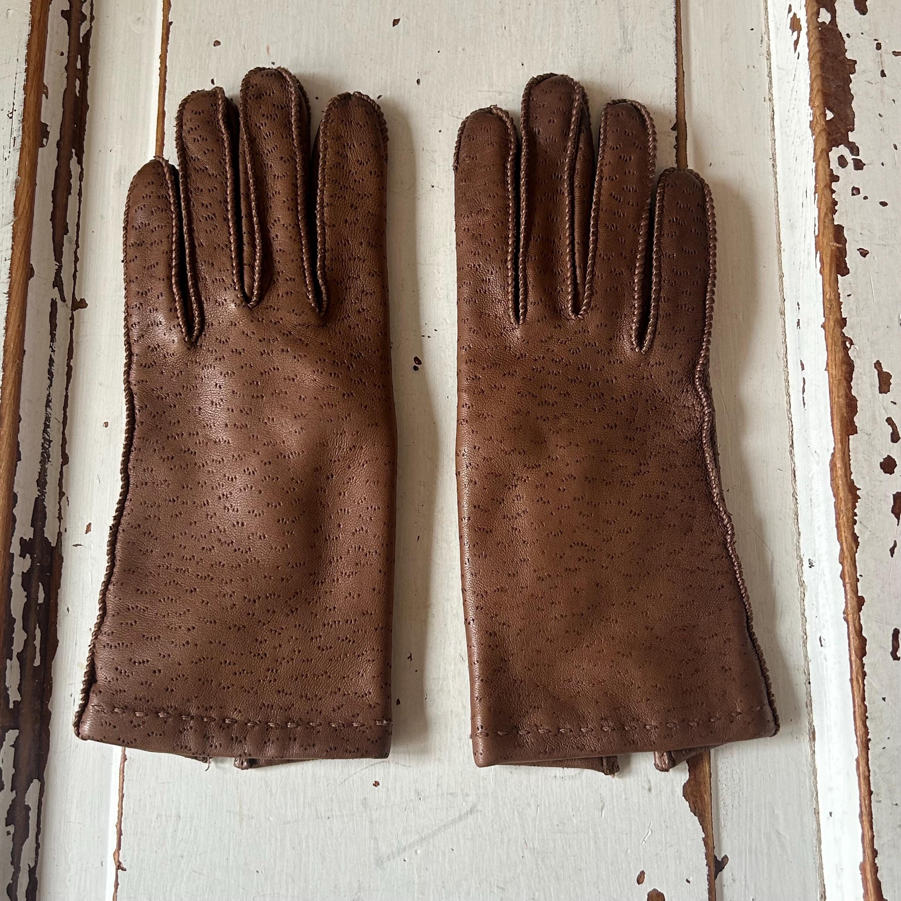 Grands Gants Vintage Fownes En Cuir Marron Doublés - Taille L Unisexe