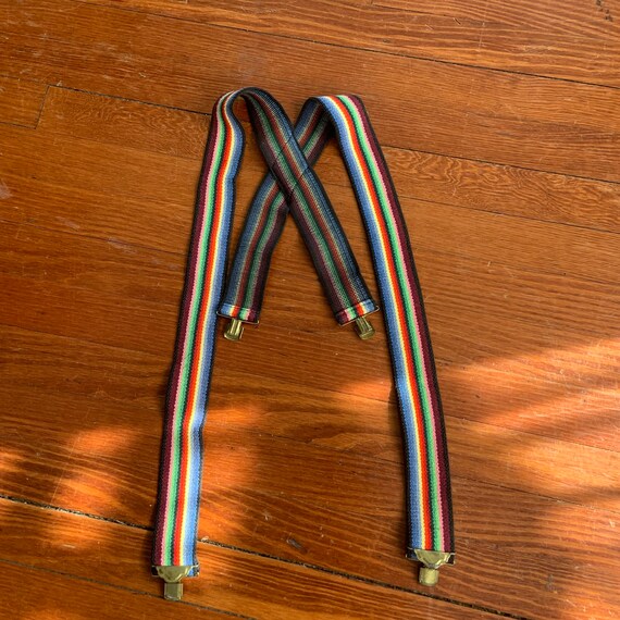 Vintage 1980’s Rainbow Colorful Suspenders - image 4