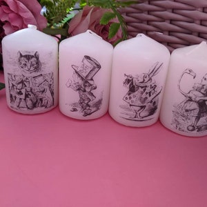 Alice in Wonderland Candles: Miniature Tea Party Decorations (Set of 4)