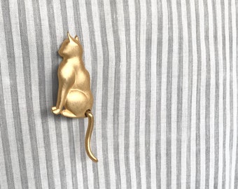 Vintage Brass Cat Pin Brooch Swinging Tail Cat Lover Feline Gift jewelry unusual rare cute kitty kitten mom girlfriend boyfriend present