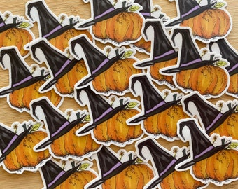 Halloween sticker 1 - opaque witch pumpkin | fall decor pumpkin witch stickers for art water bottle school holiday gift