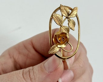 Vintage Rose Brooch romantic pin mother gift gold costume jewelry