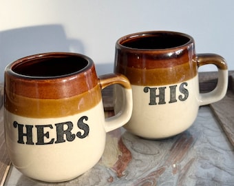 His & Hers 1970s mug gift set couples wedding anniversary birthday girlfriend