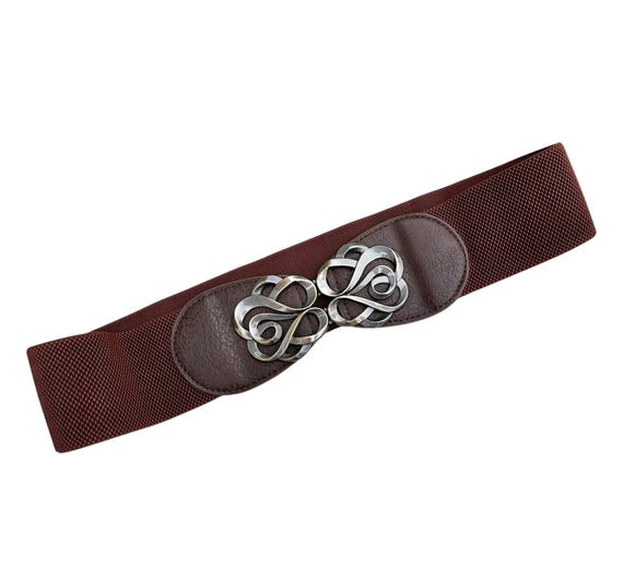 Vintage Filigree Belt Stretchy 28 29 30 Brown 1990s 