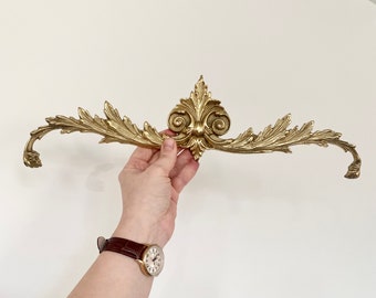 Brass scrolling wall decor hanging over door or frame, vintage metal baroque french rococo Accent English garden style unique rare piece