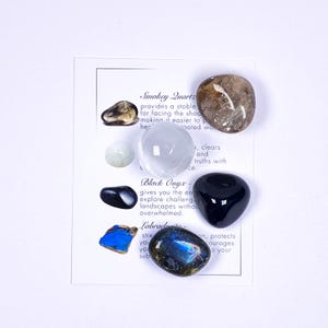 Inner Work Crystal Set | Smokey Quartz, Selenite, Onyx, Labradorite | For Healing, Shadow Work, Energy Clearing and Self-Discovery image 3