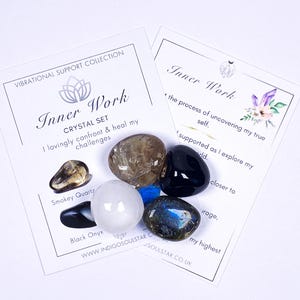 Inner Work Crystal Set | Smokey Quartz, Selenite, Onyx, Labradorite | For Healing, Shadow Work, Energy Clearing and Self-Discovery image 2