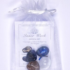 Inner Work Crystal Set | Smokey Quartz, Selenite, Onyx, Labradorite | For Healing, Shadow Work, Energy Clearing and Self-Discovery image 5