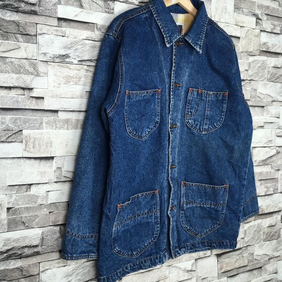 Vintage 90s CLASSIC Workwear Denim Chore Jacket F… - image 3