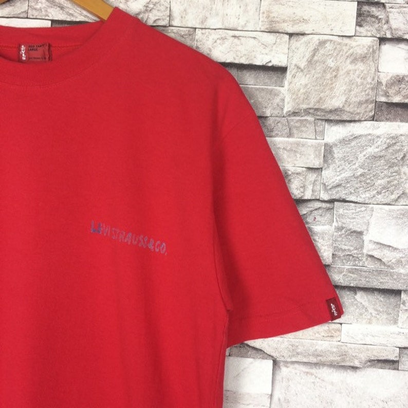 Vintage LEVIS RED TAB T-Shirt Big Logo Spell Out Red Colours | Etsy