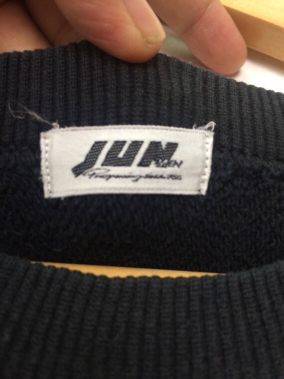 Vintage JUN MEN Classical Elegance Black Sweatshirt Big Logo