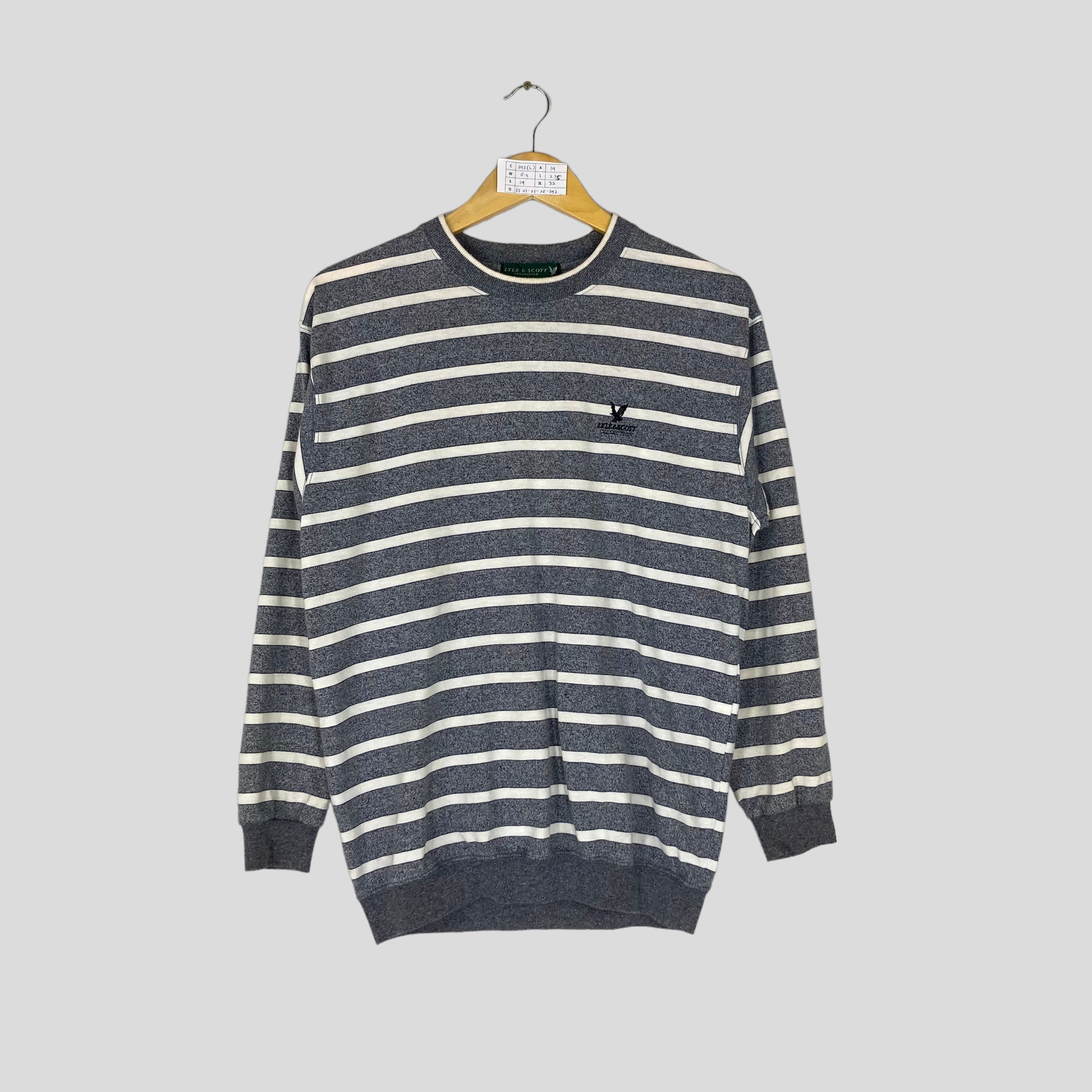 Vintage LYLE SCOTT Narrow Striped Crewneck Sweatshirt Small Logo