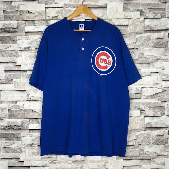 VTG Russell Athletic Chicago Cubs Denim Button Up Shirt Mens Sz
