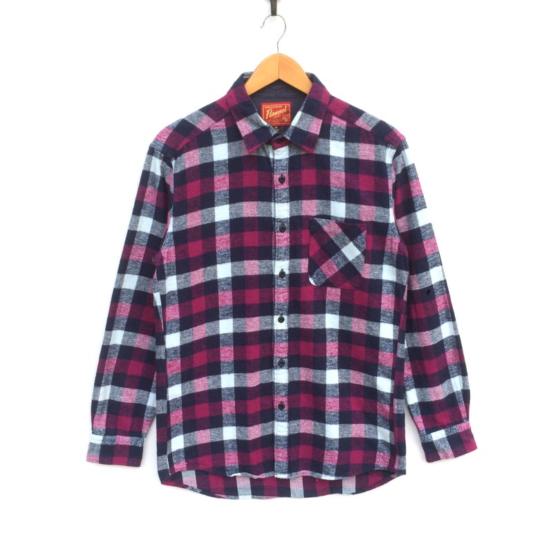 Authentic FLANNEL SHIRT Checkered Tartan O Plaid Buttondowns Cheap mail order sales 90s Manufacturer regenerated product