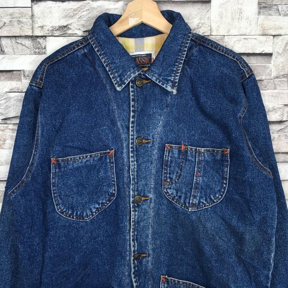 Vintage 90s CLASSIC Workwear Denim Chore Jacket F… - image 2