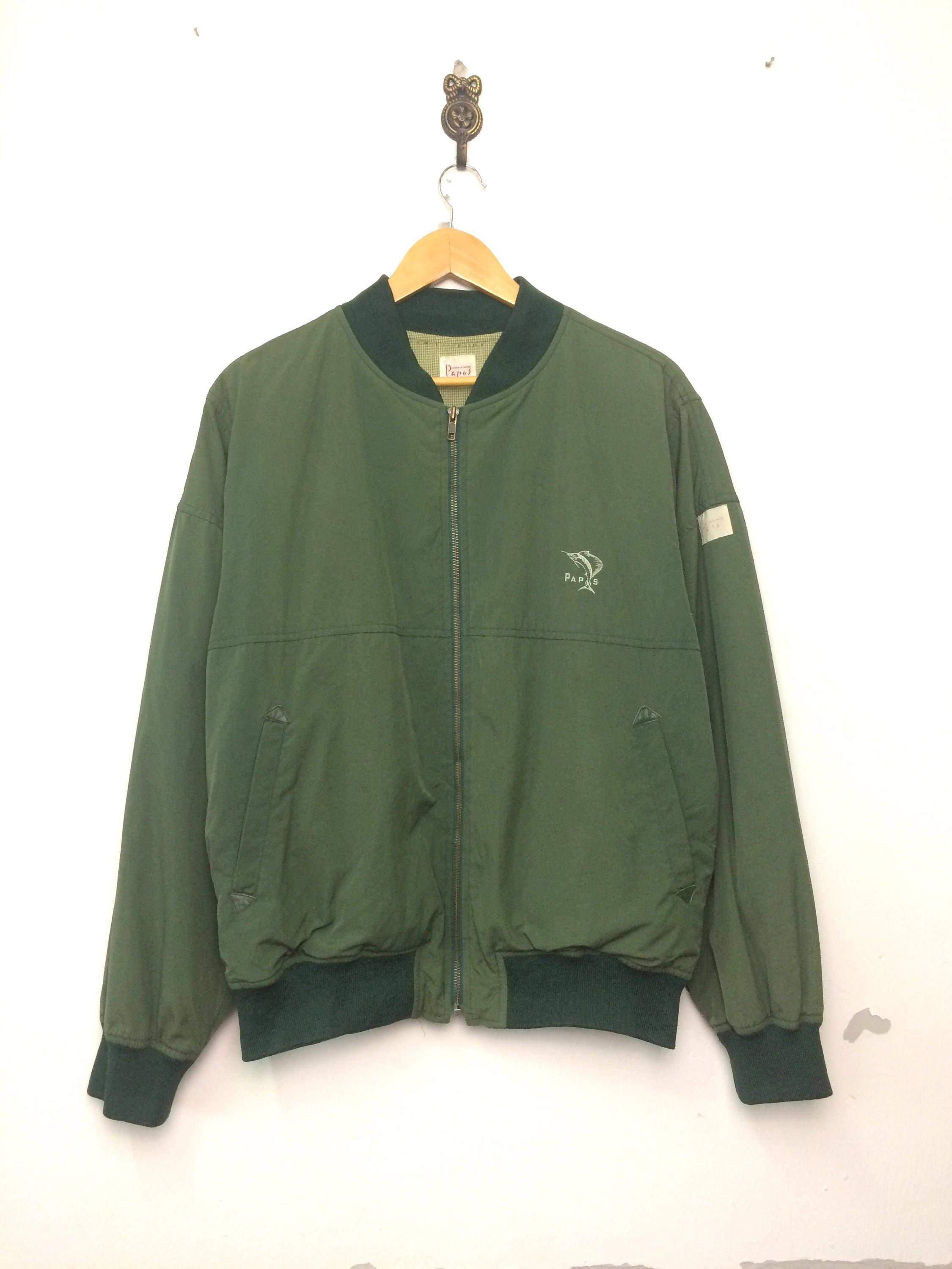 Vintage PAPAS Marca japonesa Bomber Jacket Full Green - Etsy España