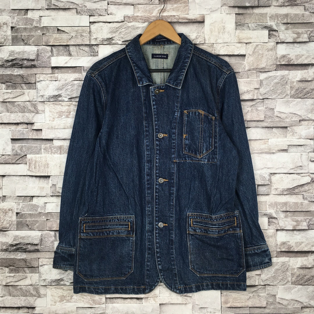 Vintage LAND ENDS Denim Chore Jacket Button up Workwear Jean - Etsy
