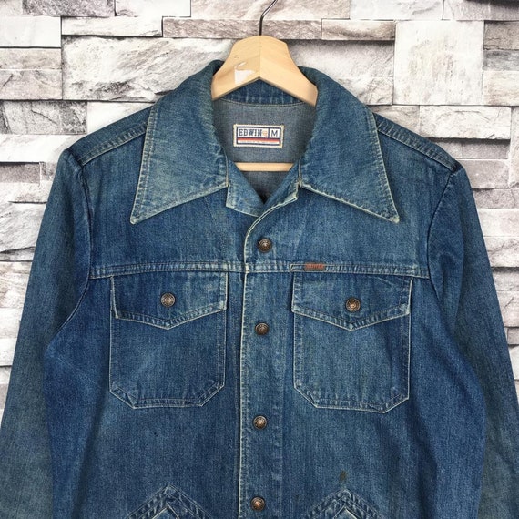 Vintage 90s EDWIN Denim Jacket Chore Jacket Frenchwork Four Pocket