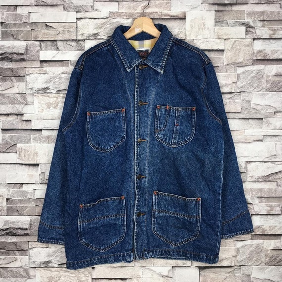 Vintage 90s CLASSIC Workwear Denim Chore Jacket F… - image 1