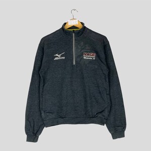 Vintage Mizuno Sweatshirt Fleece V neck L Size Navyblue Colour