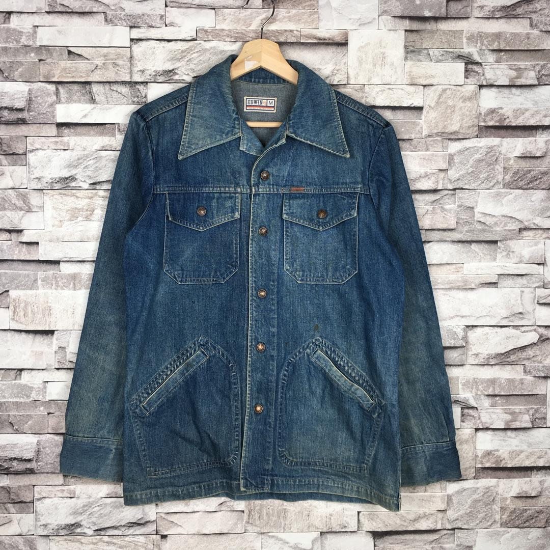 Vintage 90s EDWIN Denim Jacket Chore Jacket Frenchwork Four Pocket Worker  Jeans Jacket Streetwear Size Medium - Etsy Norway