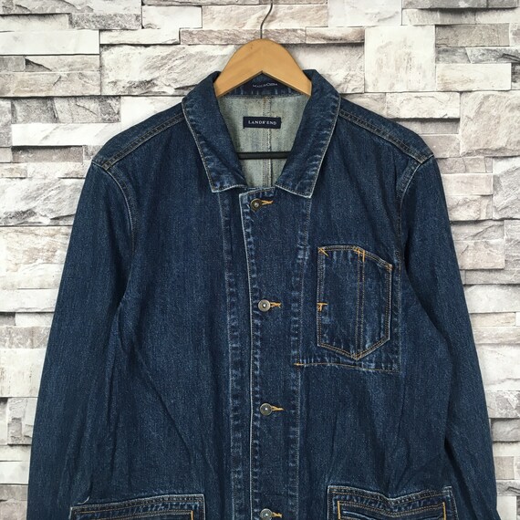 Vintage LAND’ ENDS Denim Chore Jacket Button Up W… - image 3