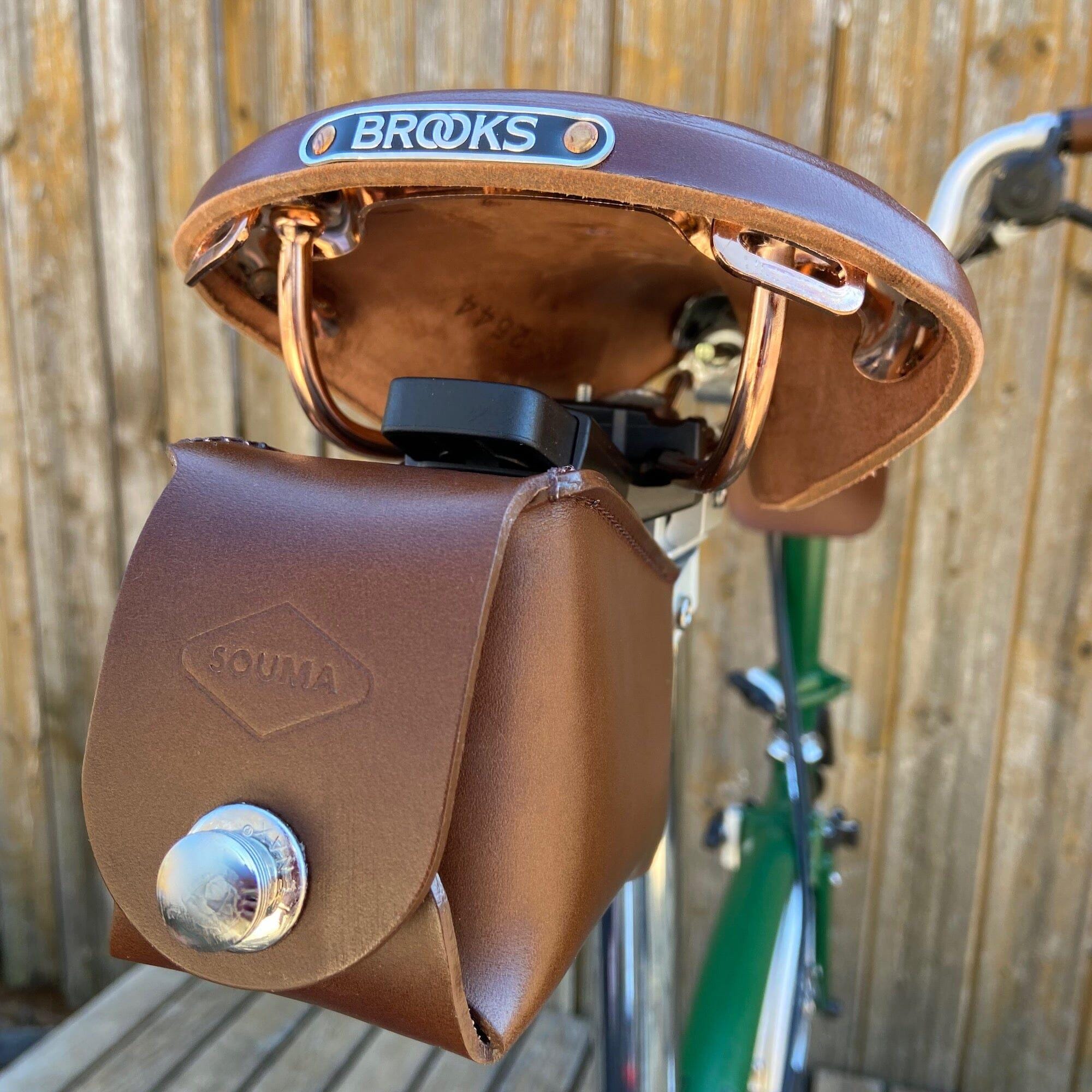 レザー製自転車サドルバッグ：クイックリリース式自転車ツールバッグ 