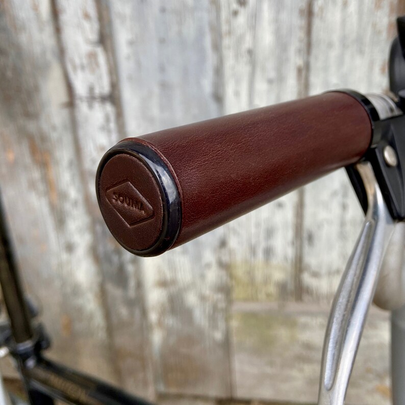 London Craftwork Short Leather Grips For Brompton Bikes - M/H/S Type Handlebar, Straight, Brown
