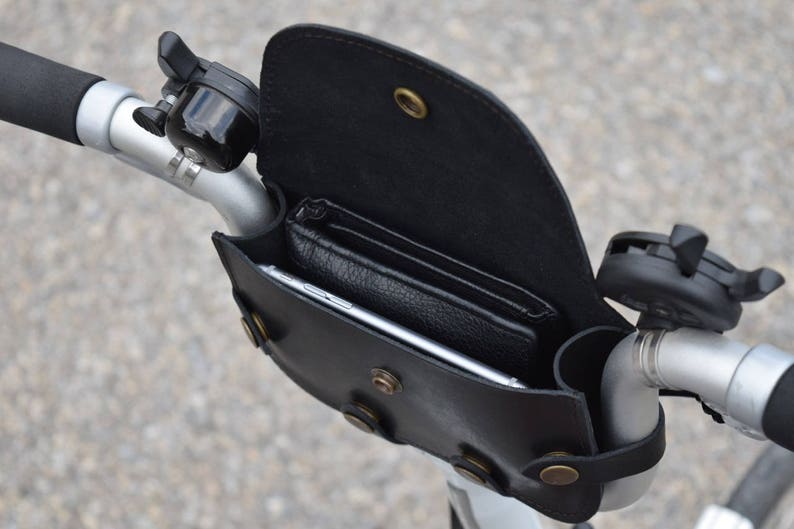 Leather Handlebar Bag for Brompton BLACK Pouch Etsy